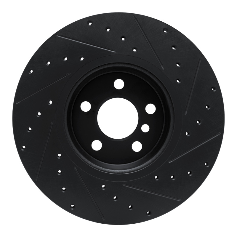 BMW 430i xDrive Gran Coupe Brake Rotor (1) - Front Left - R1 Concepts - Drilled & Slotted - Black - `18-`25